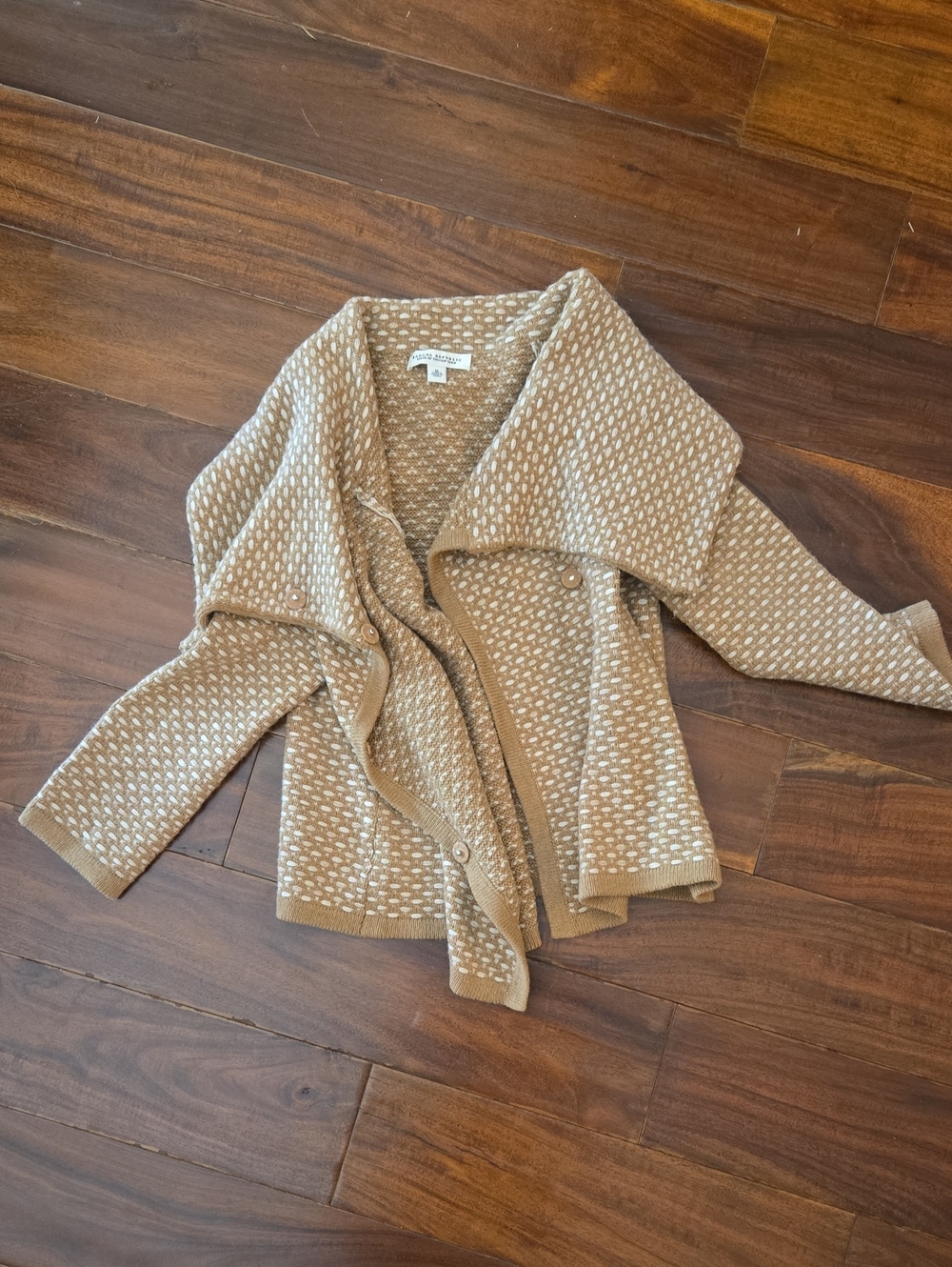 Banana Republic Tan & Cream Knit Open Cardigan Sweater